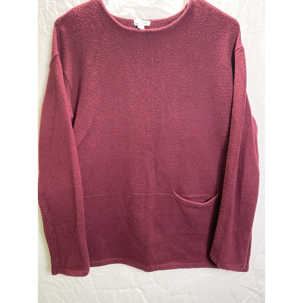 J. Jill‎ Pure Women's XS Burgundy Long Sleeve Sweater Top Pocket Minimalist